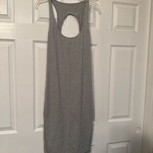 Striped Racerback Midi Dress - Gray & White